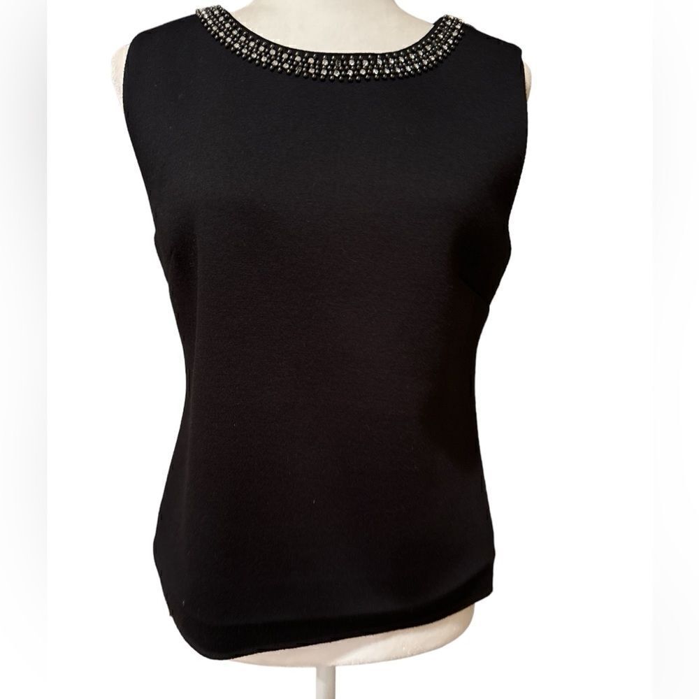 Cynthia Rowley Black Rhinestone Sleeveless Top Size Medium